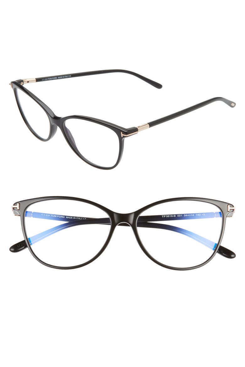 54mm Blue Light Blocking Optical Glasses, Main, color, SHINY BLACK