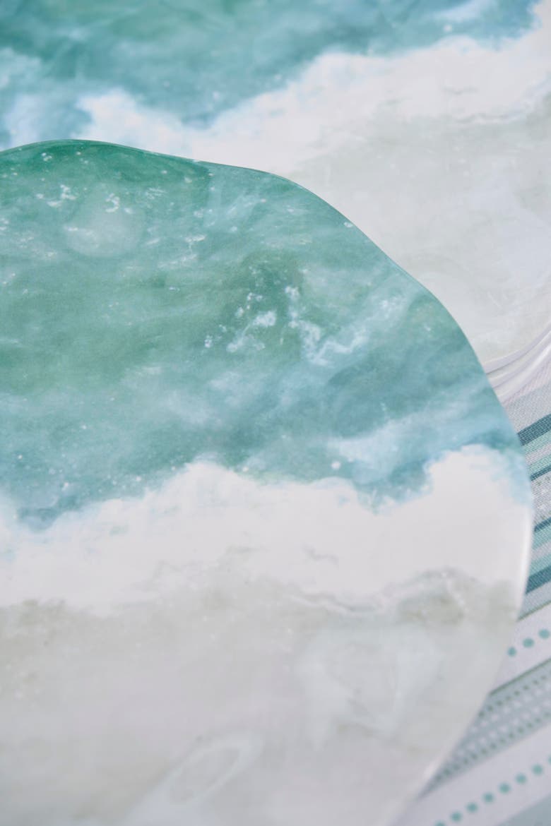 Shoreline Melamine Set of 4 Salad Appetizer Serving Plates 6.38", Alternate, color, Blue