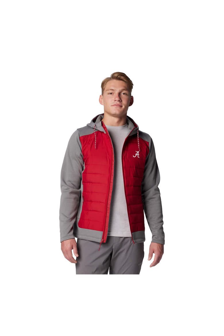 Men's Columbia  Gray/Crimson Alabama Crimson Tide Out-Shield Hybrid Full-Zip Hoodie Jacket, Main, color, Gray