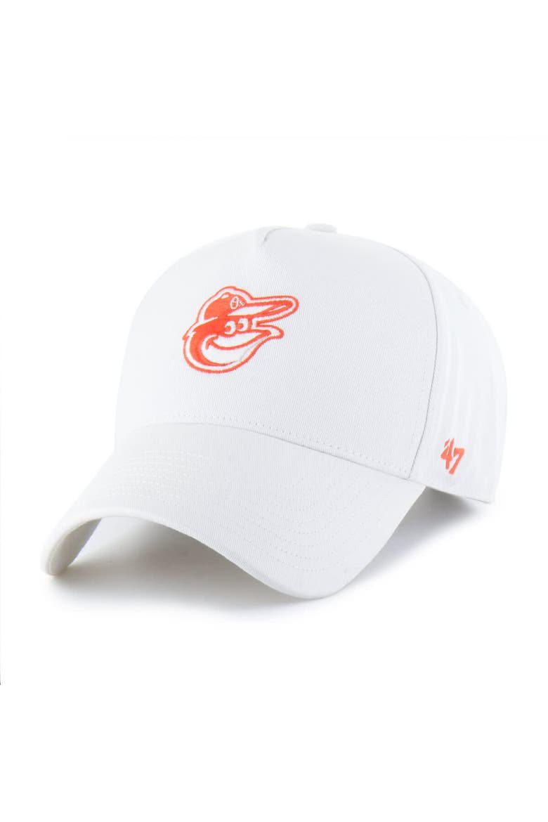 Men's '47 White Baltimore Orioles Foundational Pinch Offside Adjustable Hat, Alternate, color, Cream