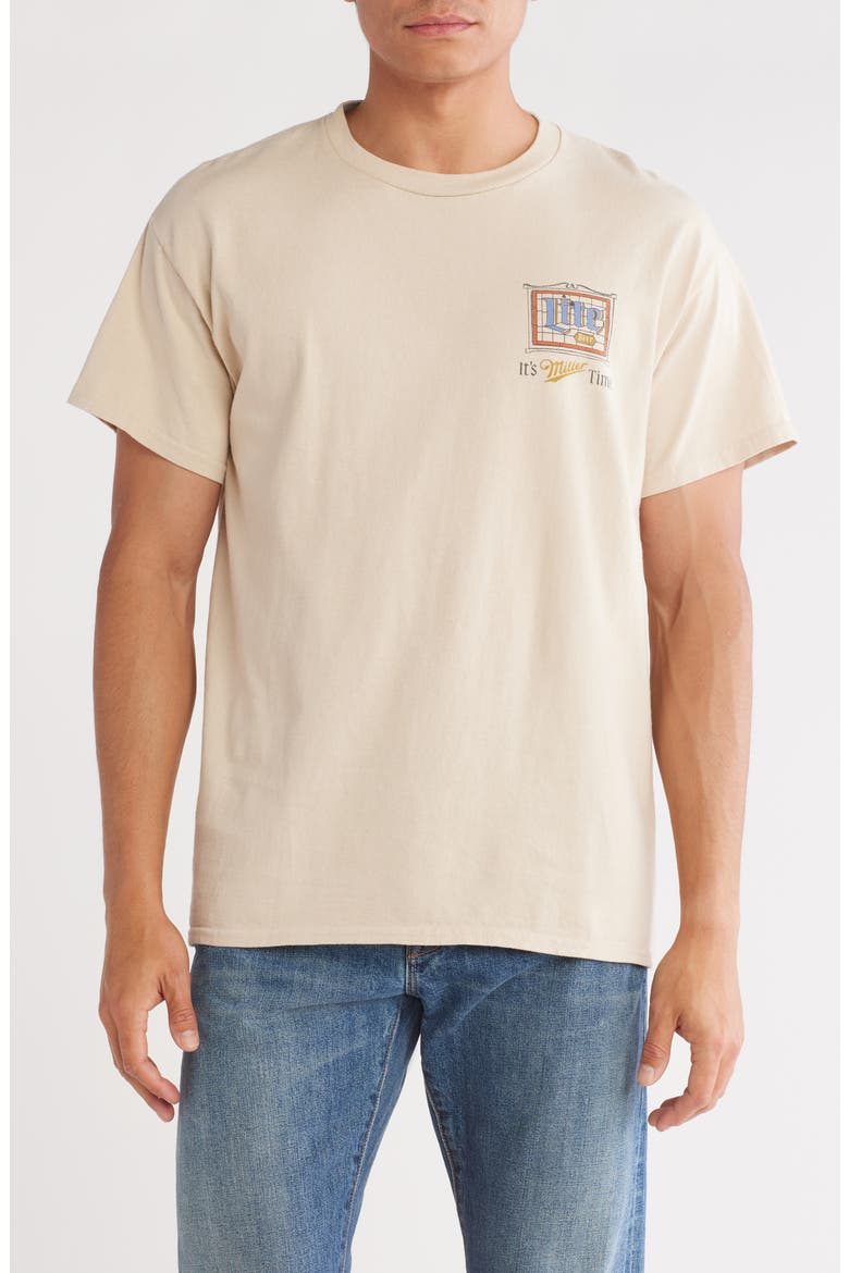 Miller Lite Stained Glass Graphic T-Shirt, Main, color, SAND