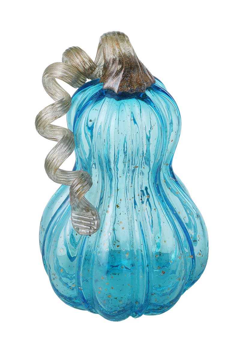 Fall Glass Gourd Pumpkins with Glitter, Alternate, color, Blue