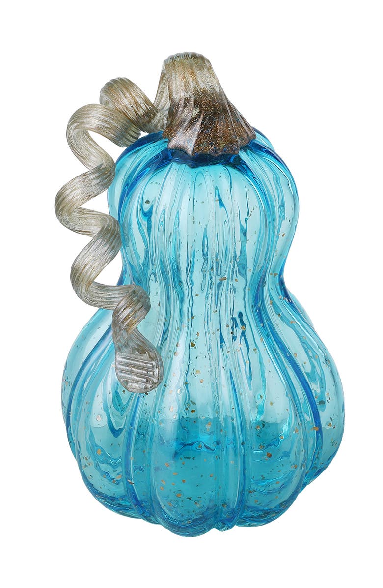 Glitzhome Fall Glass Gourd Pumpkins with Glitter, Alternate, color, Blue