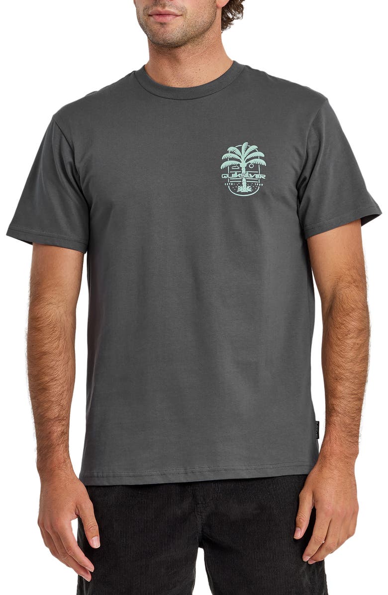 Quiksilver Uno Palm Cotton Graphic T-Shirt, Main, color, Iron Gate