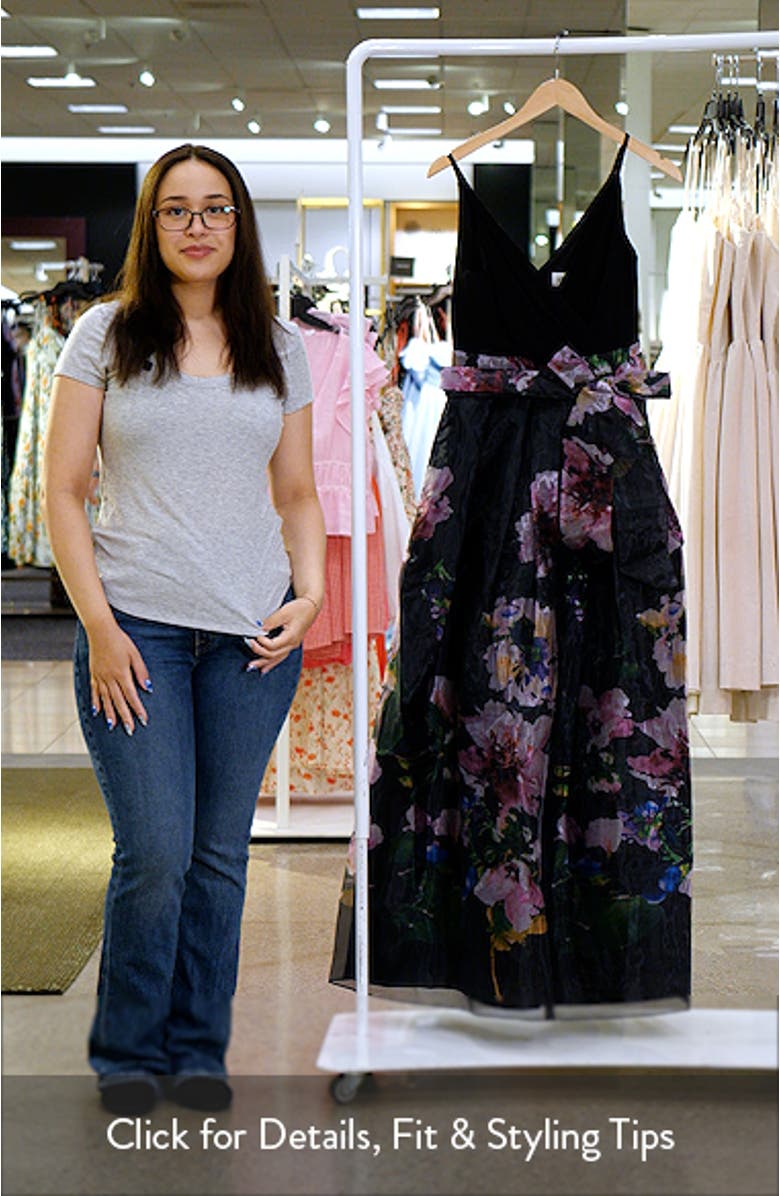 Placed Floral Mixed Media Gown, sales video thumbnail