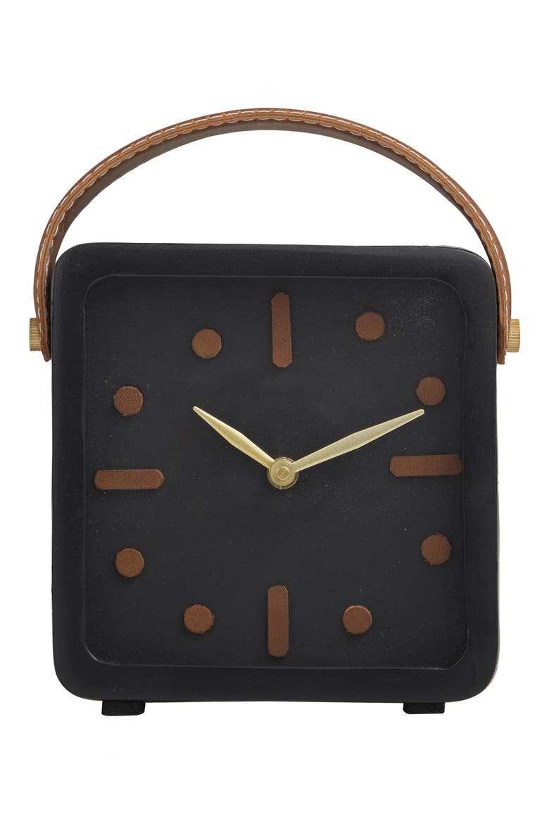 Modern Black Metal Clock, Main, color, BLACK