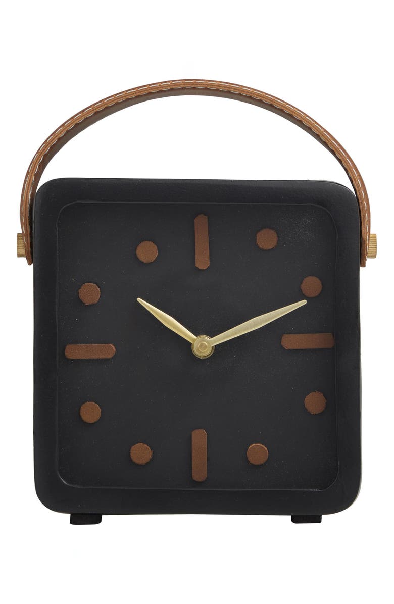 VIVIAN LUNE HOME Modern Black Metal Clock, Main, color, Black