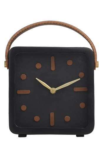 Vivian Lune Home Modern Black Metal Clock In Black