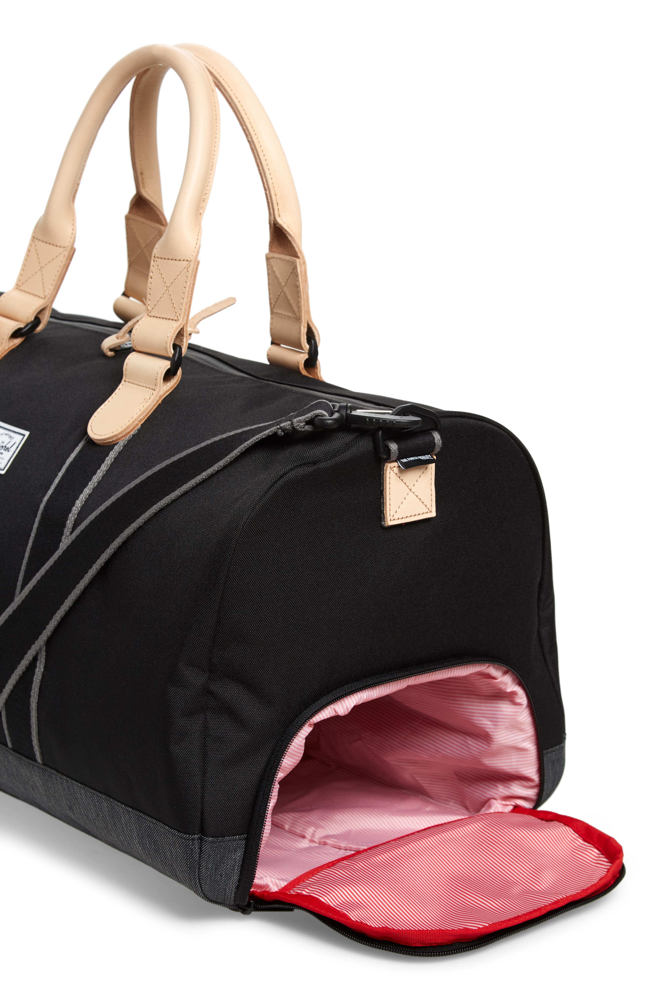 Novel Offset Denim Duffel Bag, Alternate, color, BLACK/ BLACK DENIM