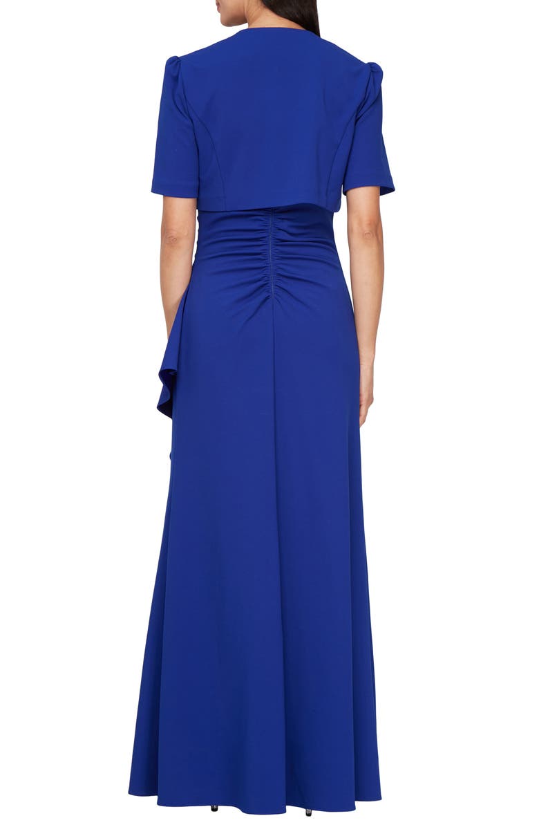 Alex Evenings Bead Detail Stretch Crepe Gown with Bolero Jacket, Alternate, color, Royal