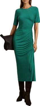 Reiss Rose Ruched Short Sleeve Jersey Dress