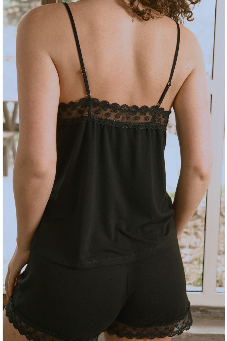 Maven Lace Trim Jersey Short Pajamas, Alternate, color, BLACK