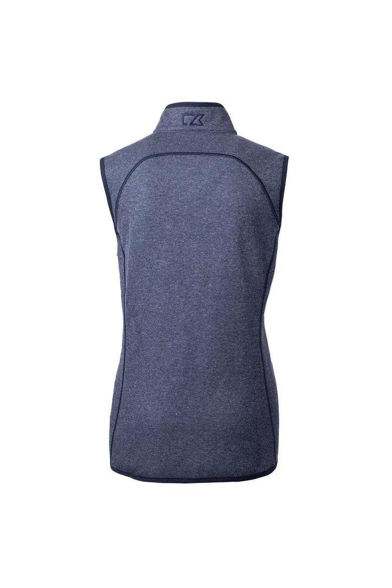Women's Cutter & Buck Heathered Navy Arizona Cardinals Mainsail Basic Sweater Knit Fleece Full-Zip Vest, Alternate, color, Heather Navy