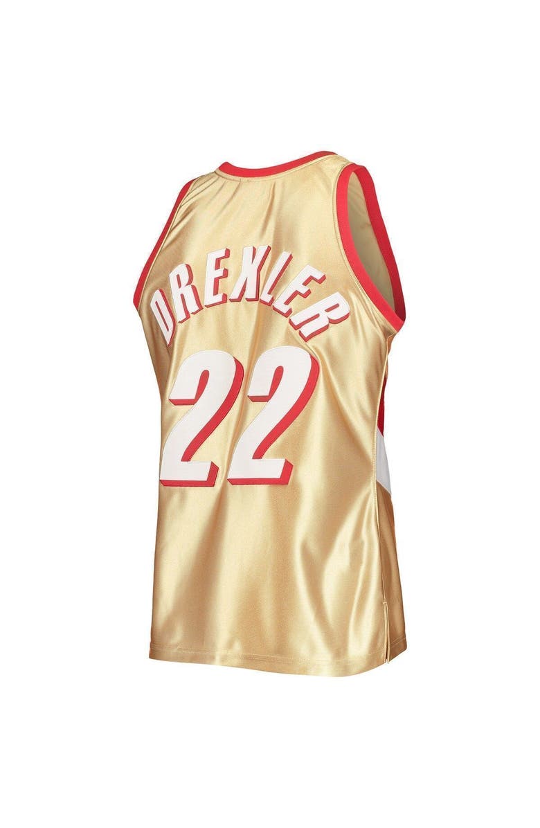 Mitchell & Ness Men's Mitchell & Ness Clyde Drexler Gold Portland Trail Blazers 75th Anniversary 1991/92 Hardwood Classics Swingman Jersey, Alternate, color, 