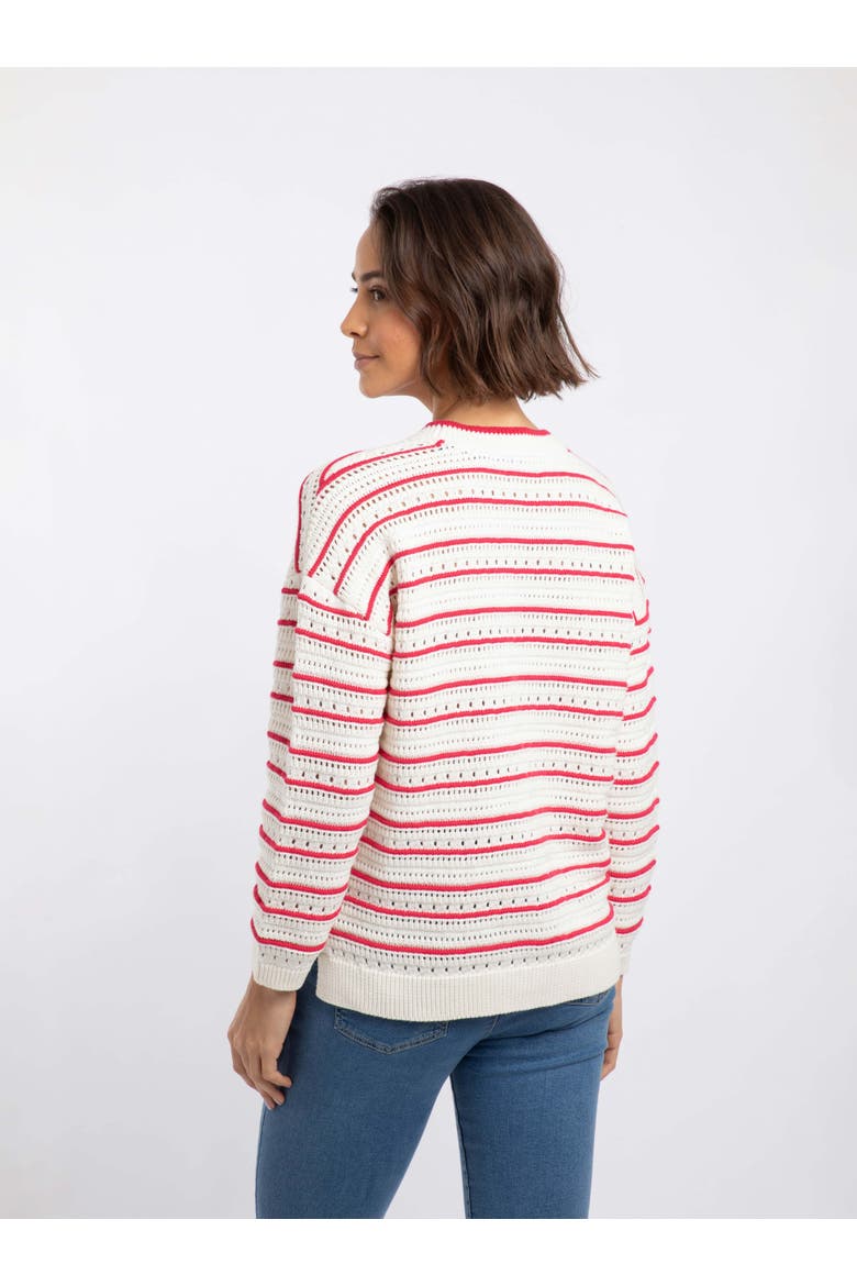 Liah Pointelle Striped Crew Neck Jumper, Alternate, color, Deep Pink