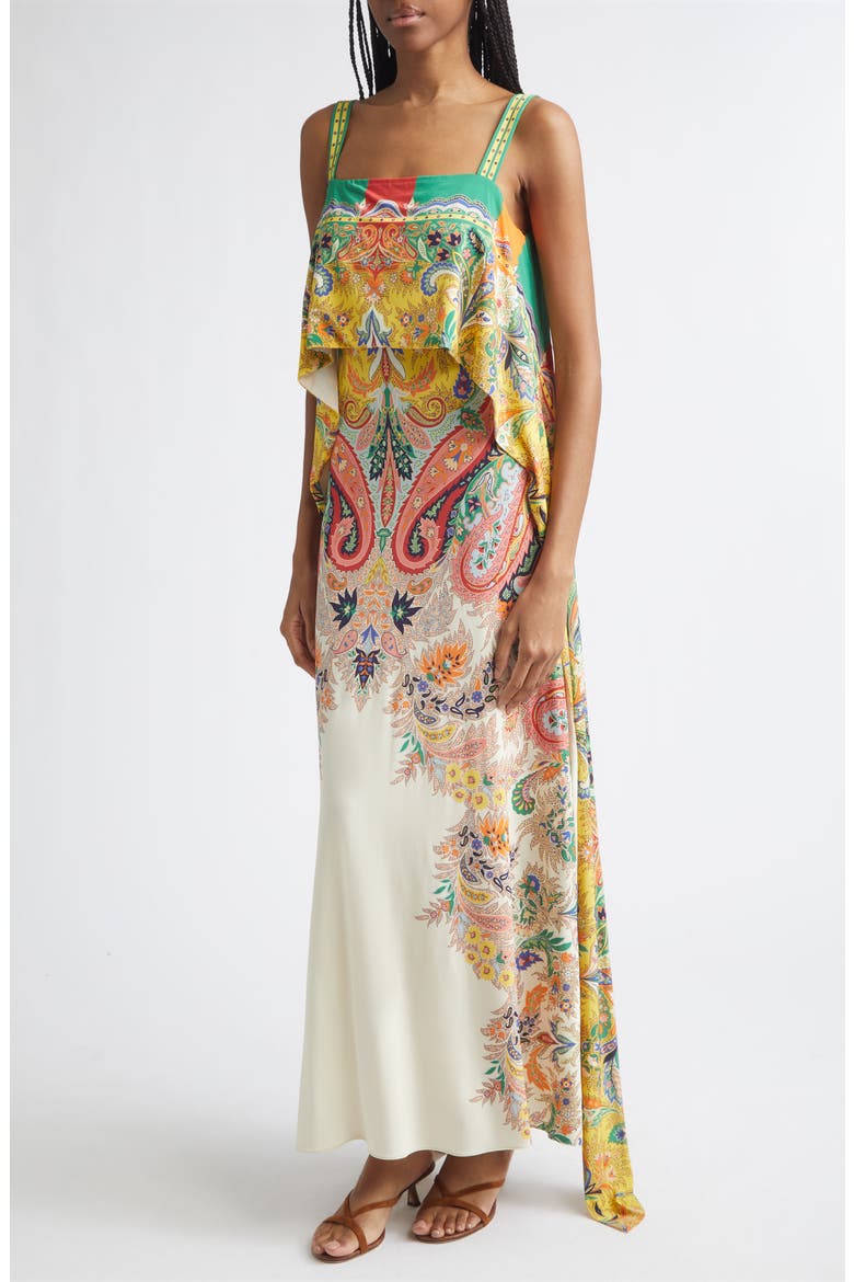 Paisley Print Stretch Maxi Sundress, Alternate, color, PRINT ON WHITE BASE