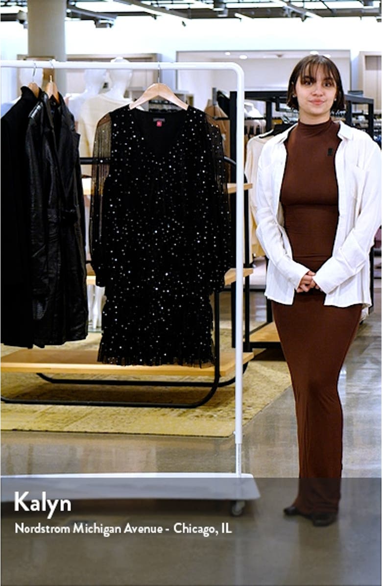 Tiered Metallic Long Sleeve Dress, sales video thumbnail