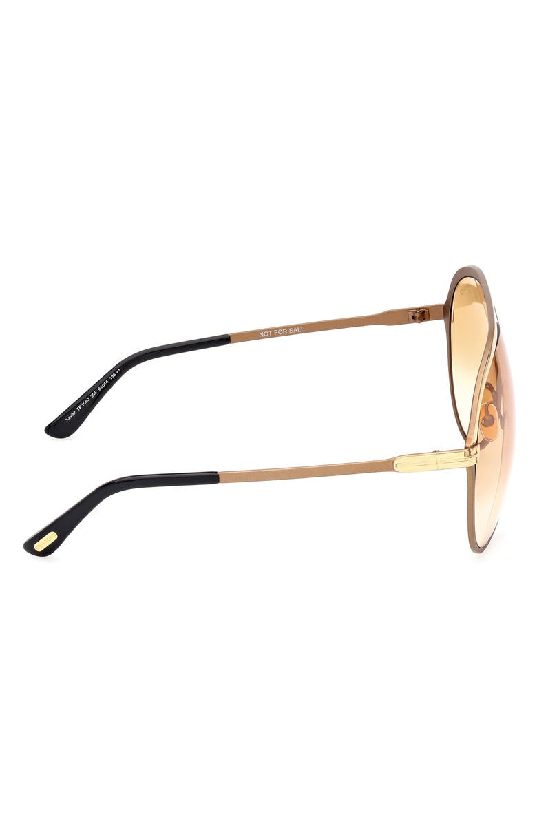TOM FORD Xavier 64mm Gradient Oversize Pilot Sunglasses, Alternate, color, Shiny Rose Gold Brown