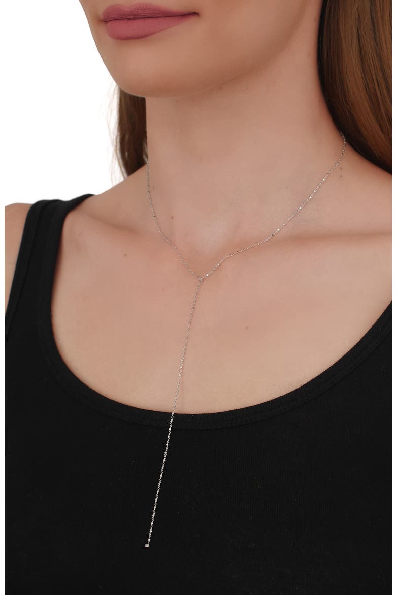 14K Gold Station Y-Necklace (Nordstrom Exclusive), Alternate, color, WHITE GOLD/ DIAMOND