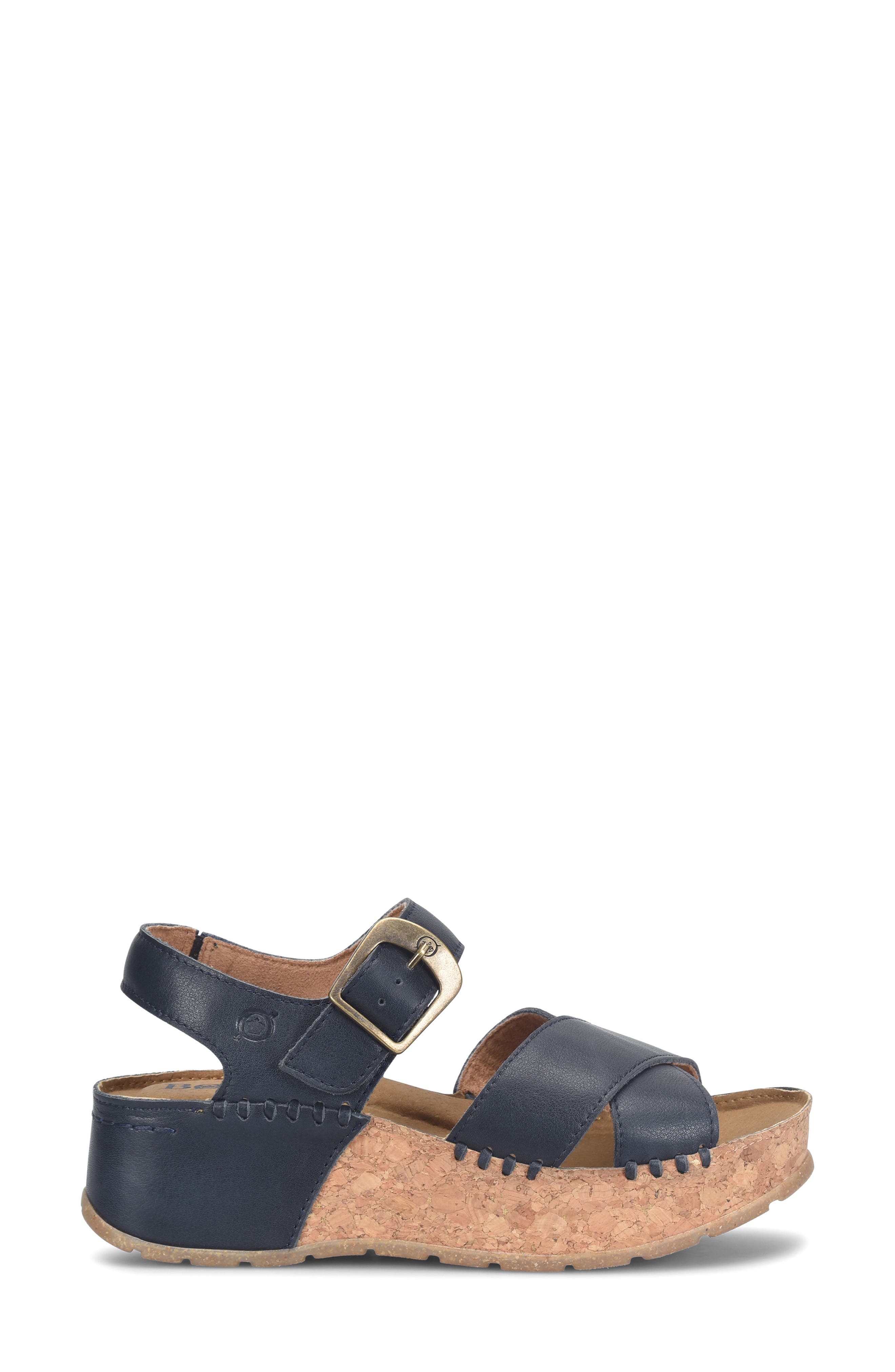Børn Kaiya Platform Sandal, Alternate, color, Navy Leather