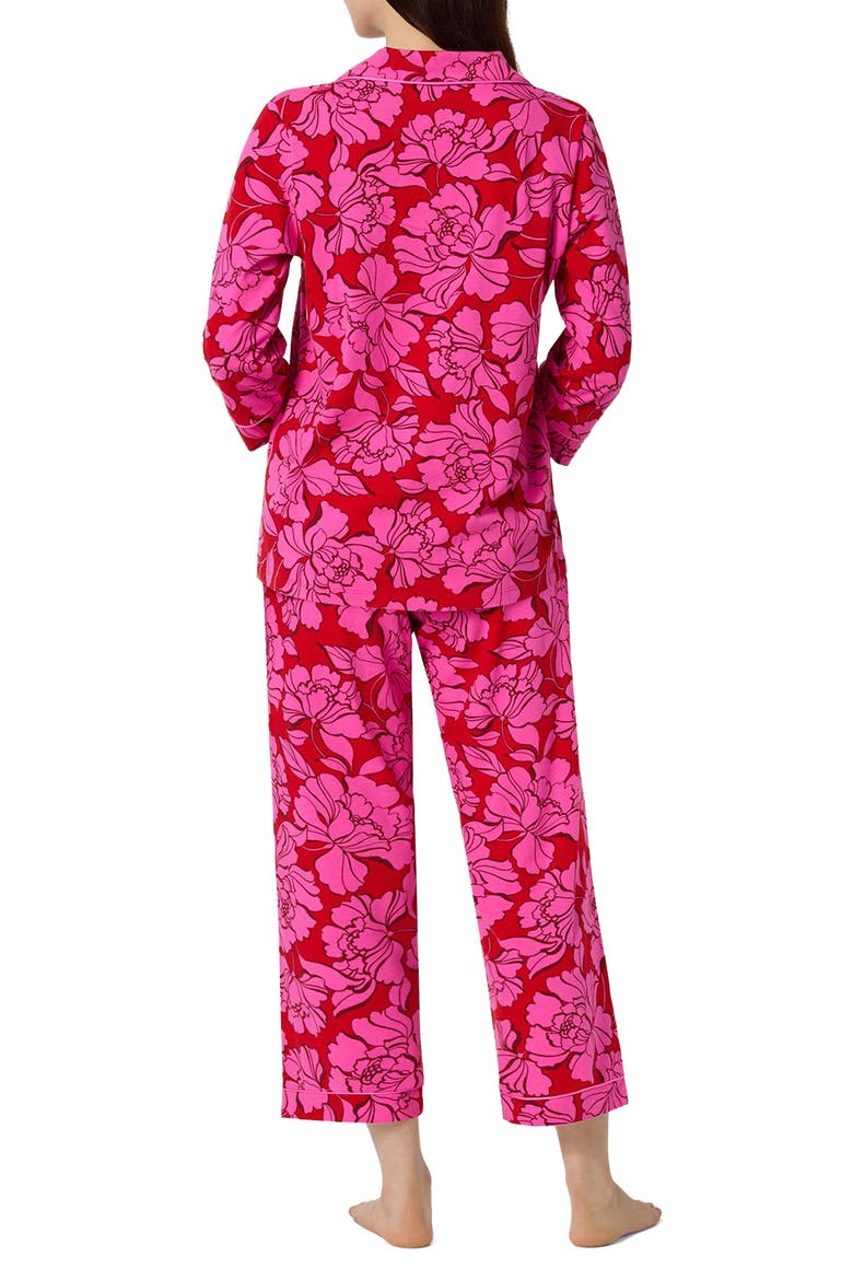 Stretch Cotton Cropped Pajamas, Alternate, color, ISABELLA FLORA PINK