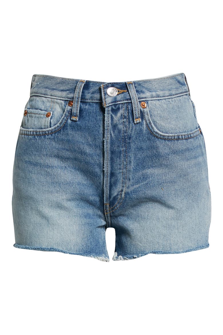 '70s Ripped High Waist Cutoff Denim Shorts, Alternate, color, LIGHT VINTAGE