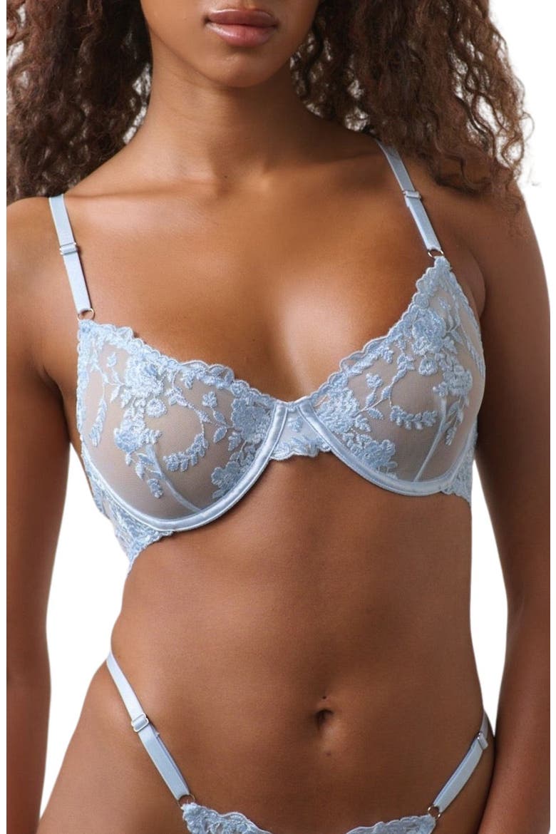 Nicolette Embroidered Underwire Bra, Main, color, CORNFLOWER
