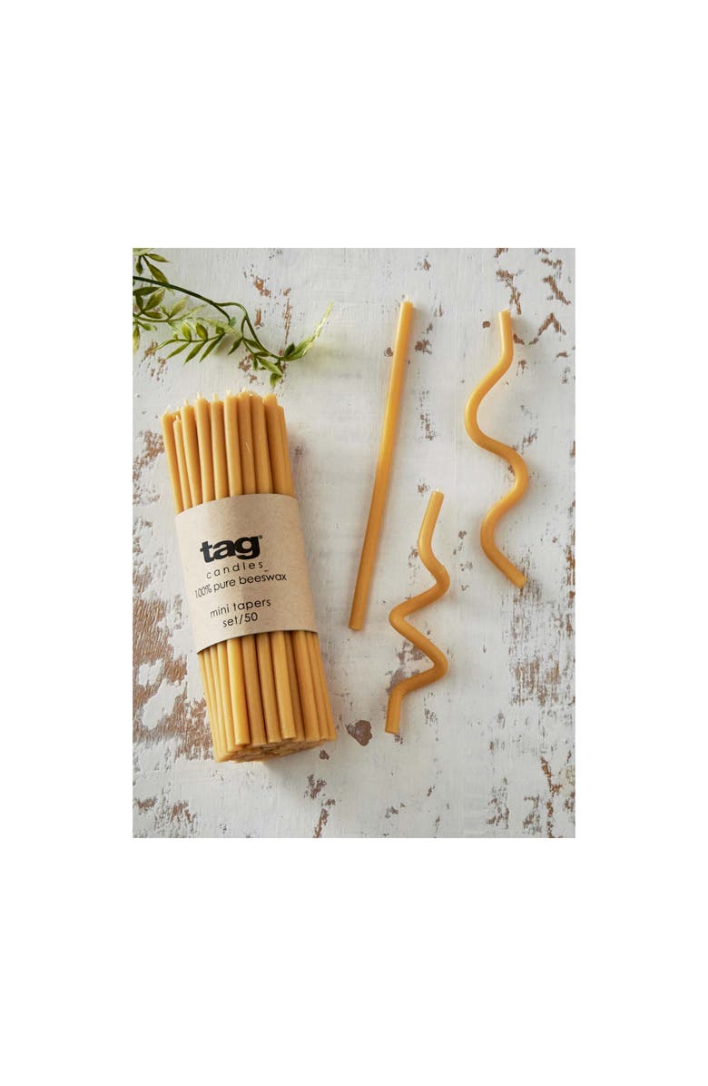 tag Beeswax Mini Taper Candles Honey Yellow Set of 50, Alternate, color, Yellow