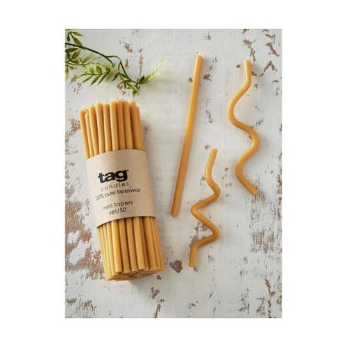 Tag Beeswax Mini Taper Candles Honey Yellow Set Of 50 In Yellow