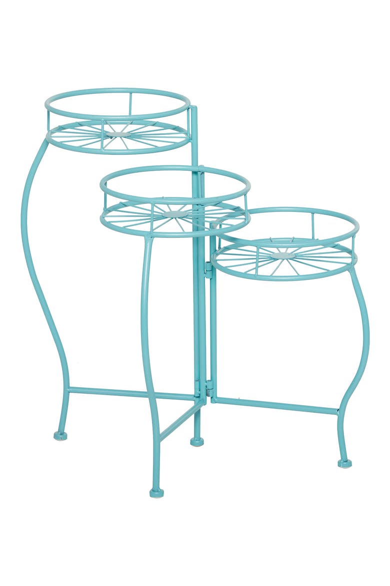 Blue Metal Indoor/Outdoor Three-Tier Starburst Plant Stand, Main, color, BLUE