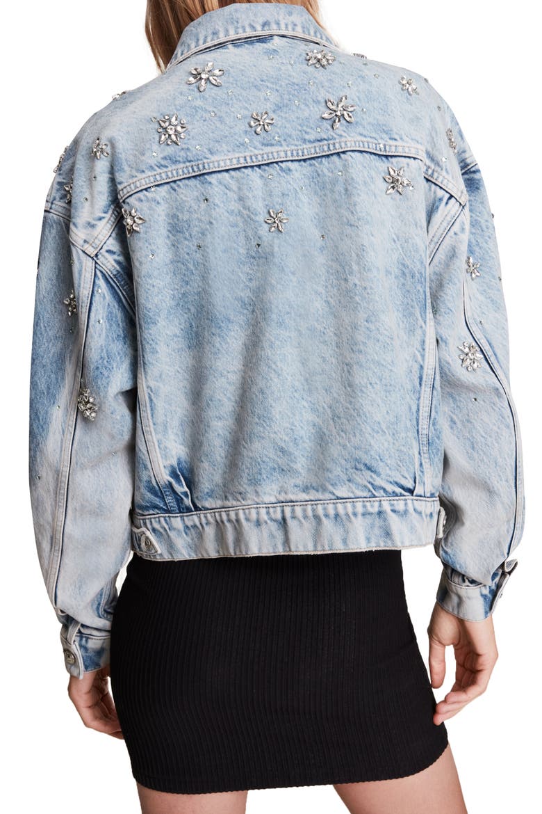 Monty Embellished Denim Jacket, Alternate, color, LIGHT INDIGO