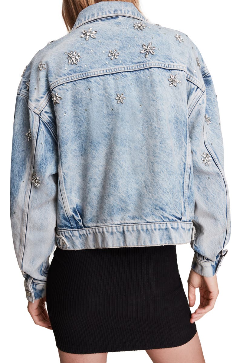 AllSaints Monty Embellished Denim Jacket, Alternate, color,