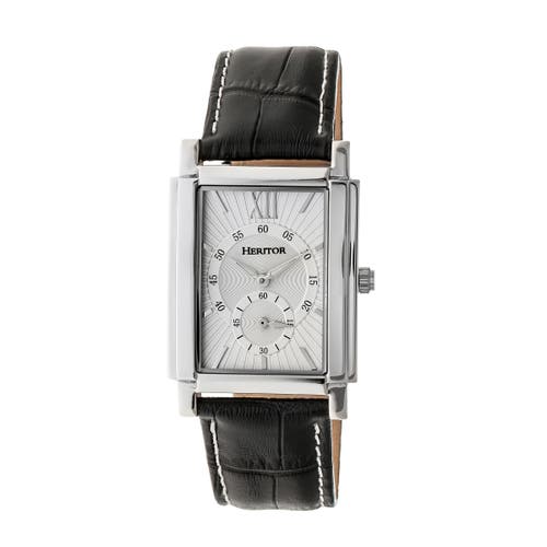 Heritor Automatic Frederick Leather-band Watch In Silver