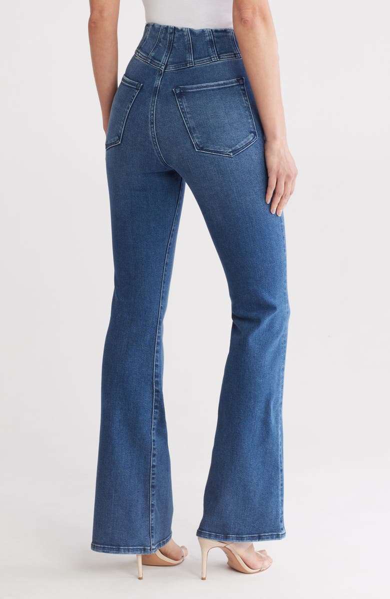 Good American Good Legs Pintuck Flared Jeans, Alternate, color, Indigo