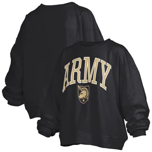 Pressbox Black Army Black Knights Janise Arch Over Logo Waist Length Oversized Pullover Sweatshirt