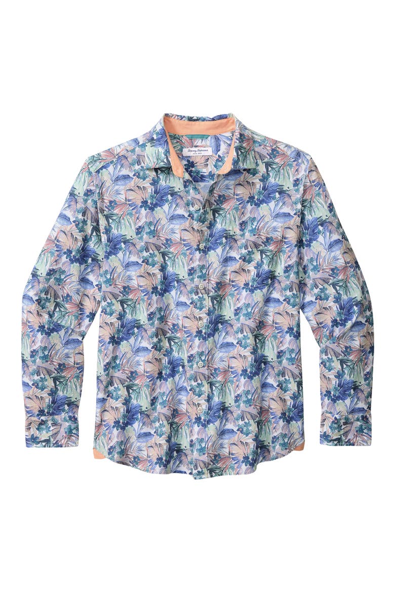 Nova Wave Floral Seersucker Button-Up Shirt, Main, color, AQUARIUS