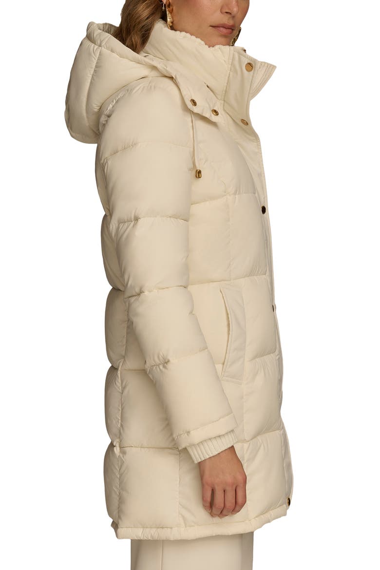 Hooded Ribbed Trim Puffer Jacket, Alternate, color, CREAM
