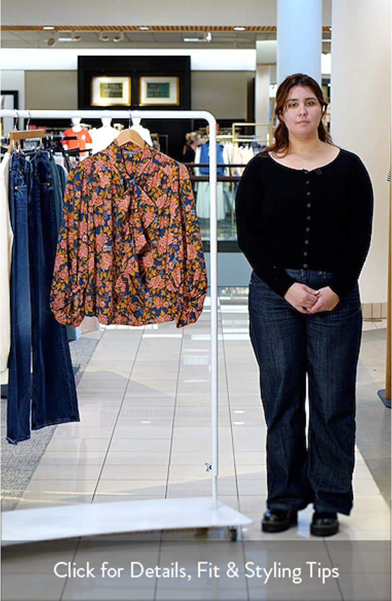 Floral Split Neck Peasant Blouse, sales video thumbnail