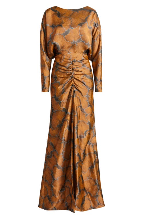 Amsale Long Sleeve Jacquard Gown In Multi