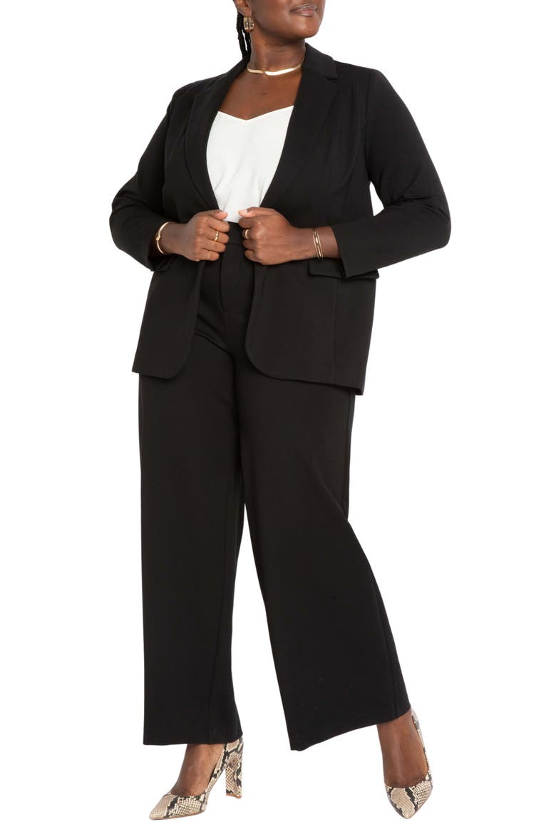 The Ultimate Stretch Long One Button Blazer, Alternate, color, BLACK