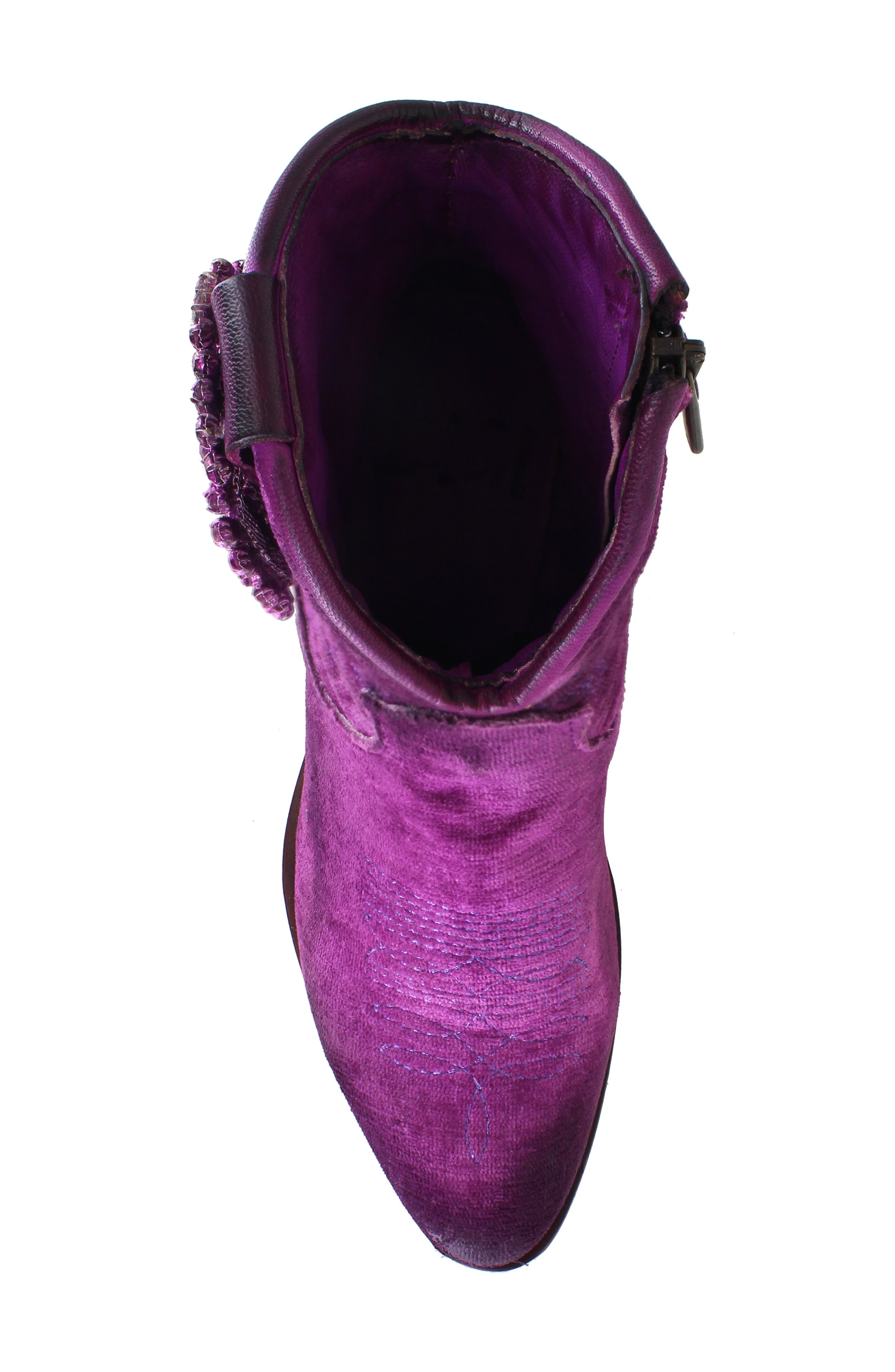 Edith Velvet Western Boot, Alternate, color, PURPLE VELVET