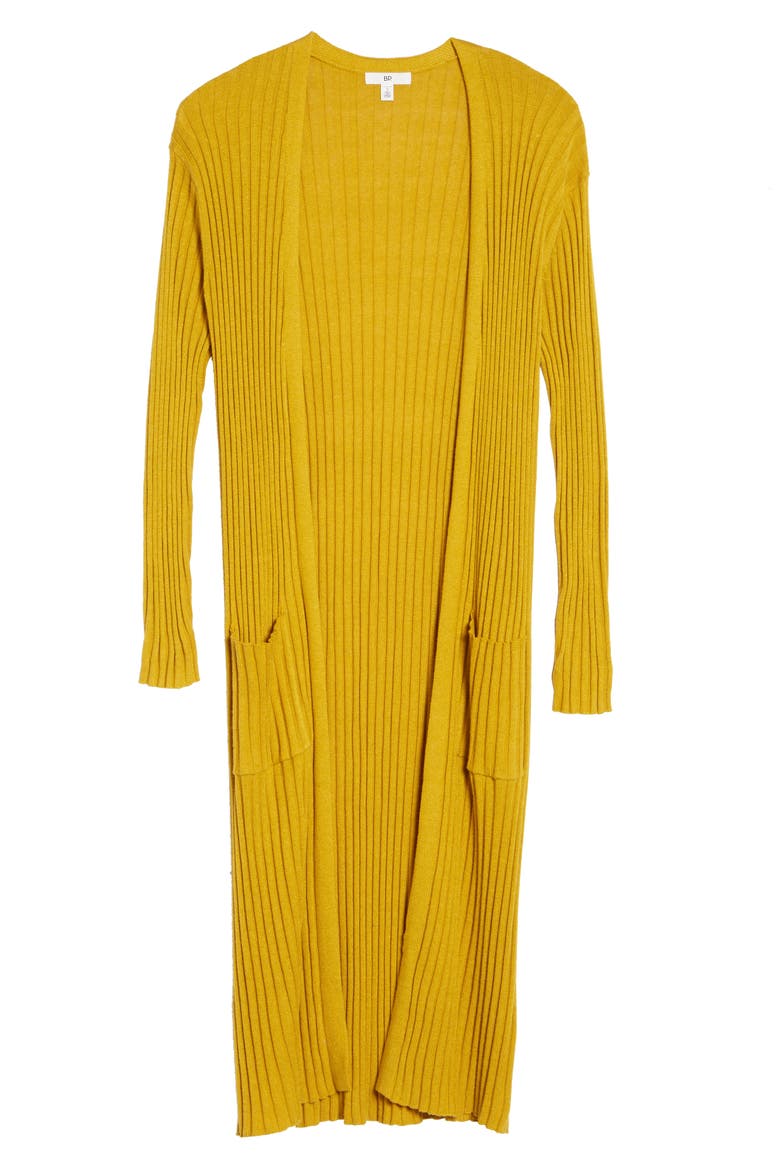 Rib Knit Midi Cardigan, Alternate, color, OLIVE ARROWWOOD