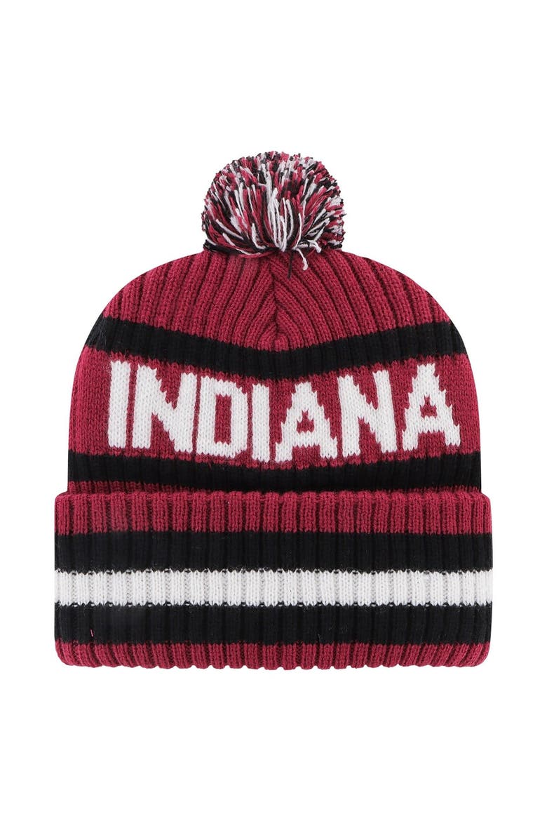 Men's '47  Crimson Indiana Hoosiers Bering Cuffed Knit Hat with Pom, Alternate, color, Crimson
