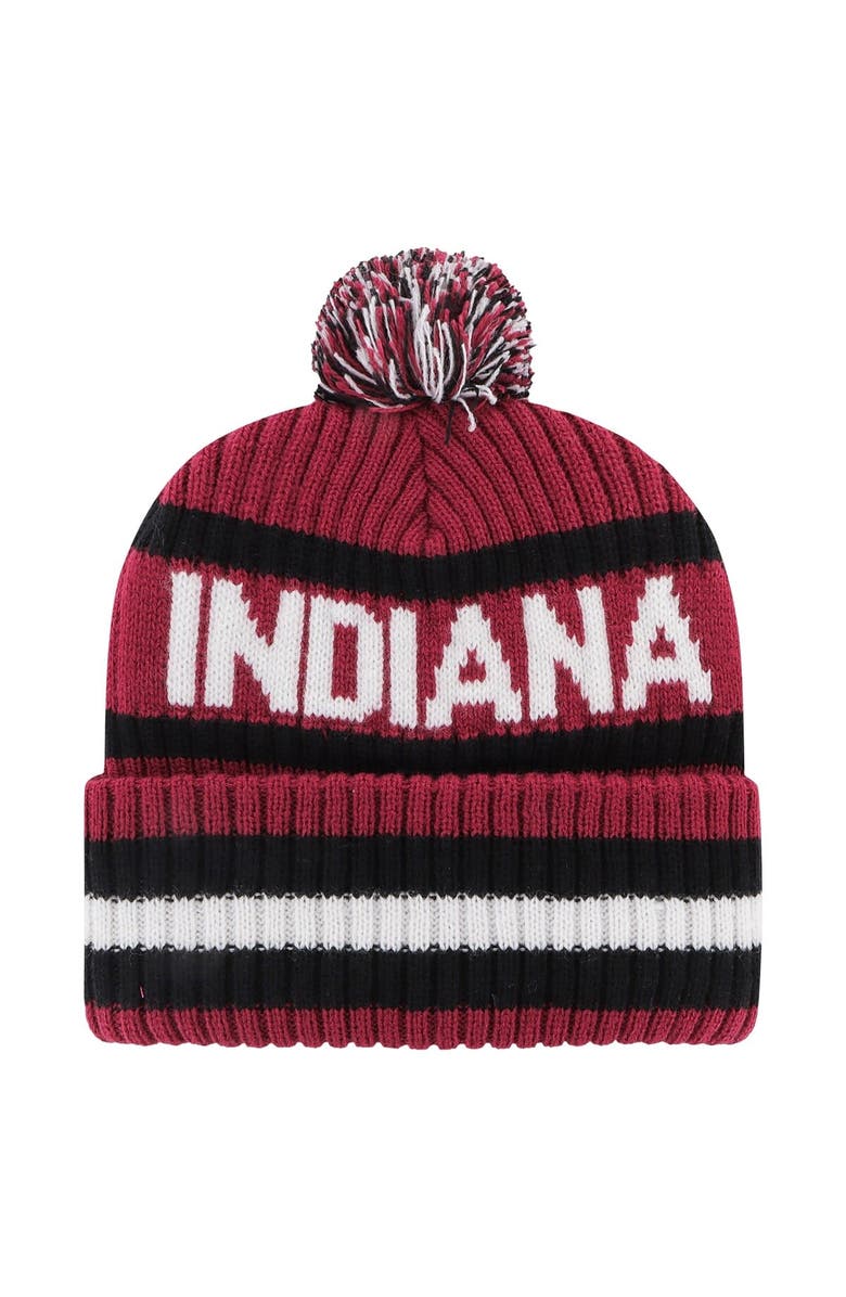 '47 Men's '47  Crimson Indiana Hoosiers Bering Cuffed Knit Hat with Pom, Alternate, color, 