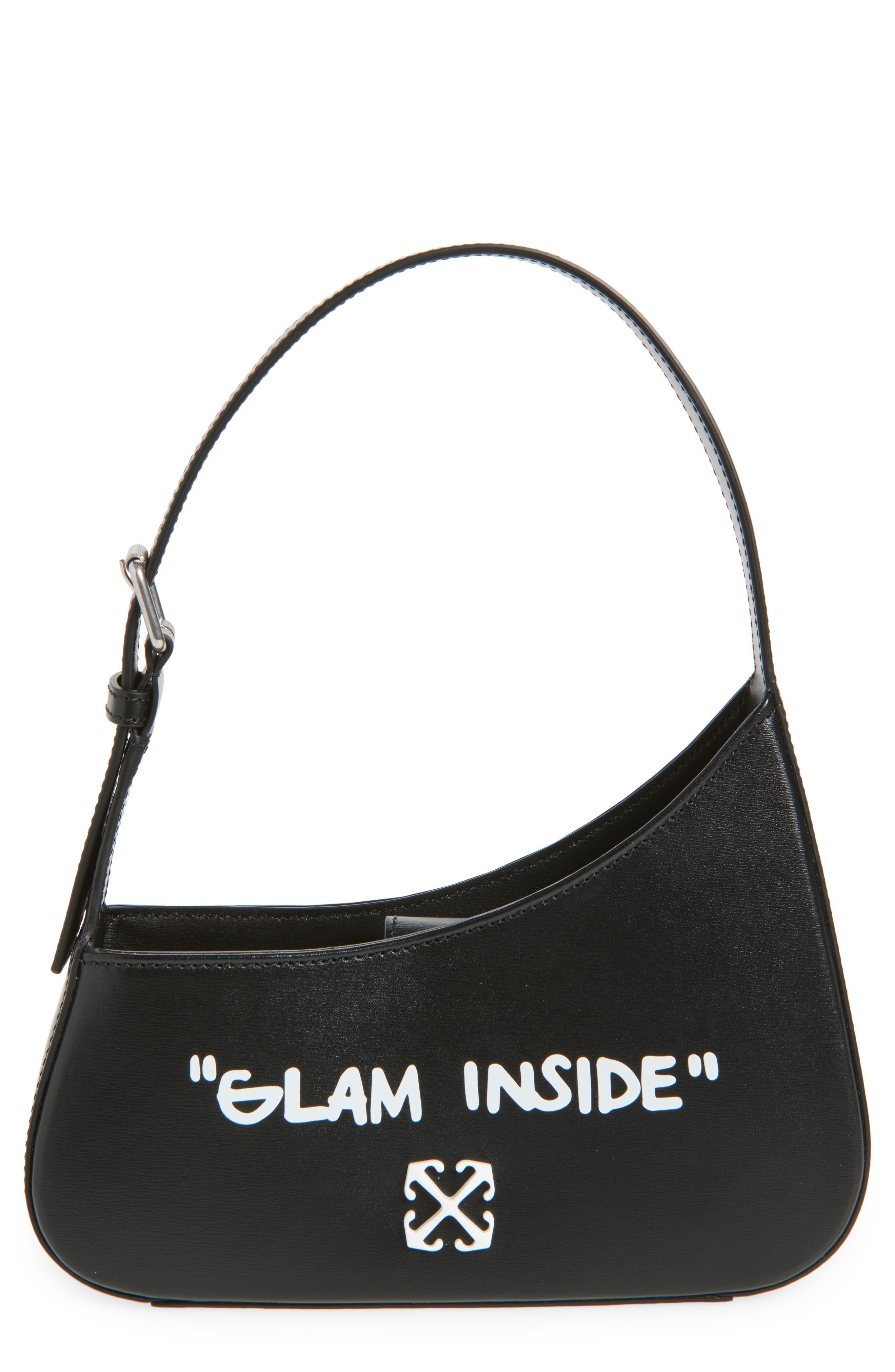 Off-White Jitney Quote Leather Shoulder Bag, Main, color, 