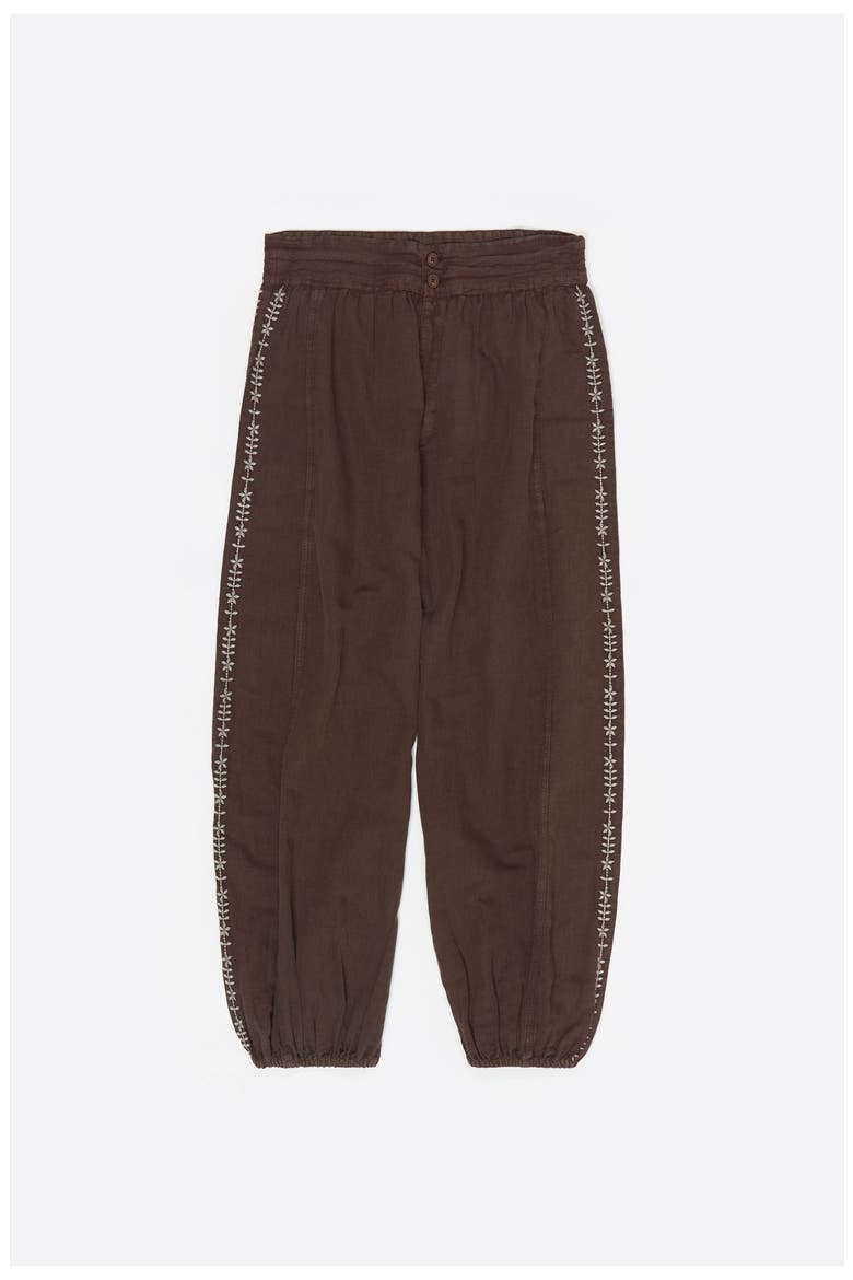 Embroidered harem trousers, Alternate, color, BROWN