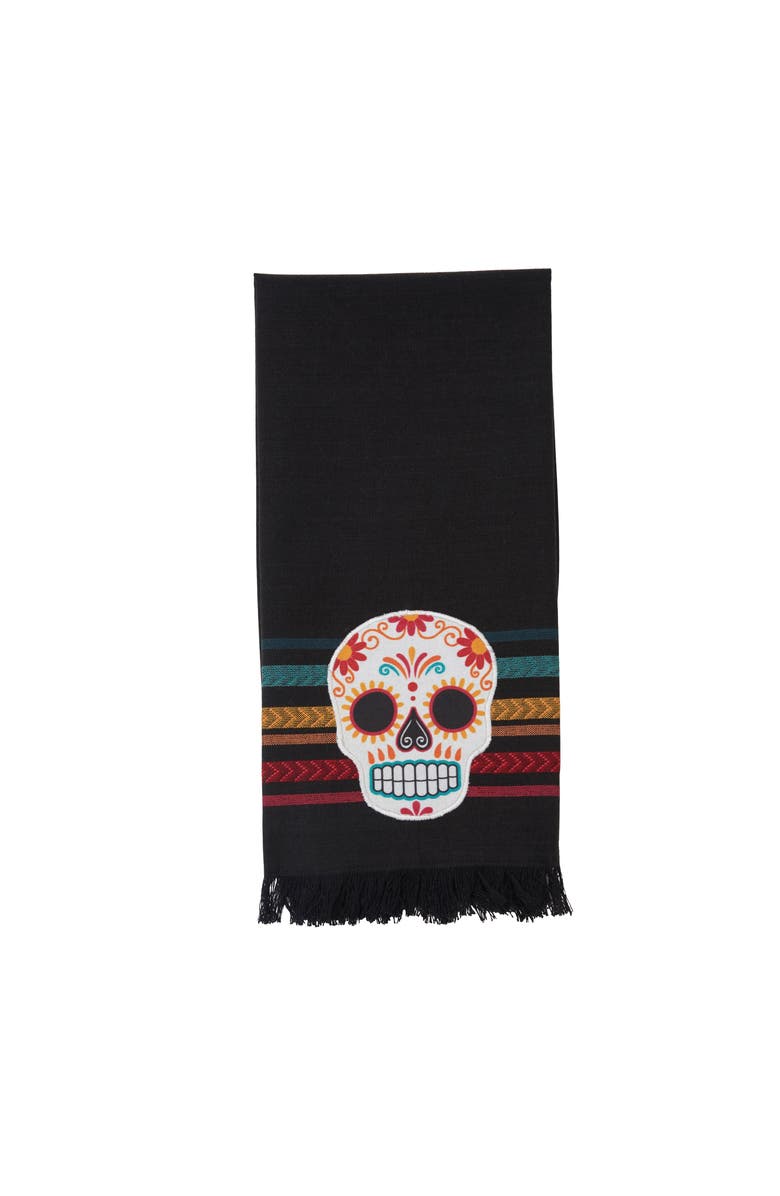 C&F Home Sugar Skull Stripe Towel, Main, color, Black