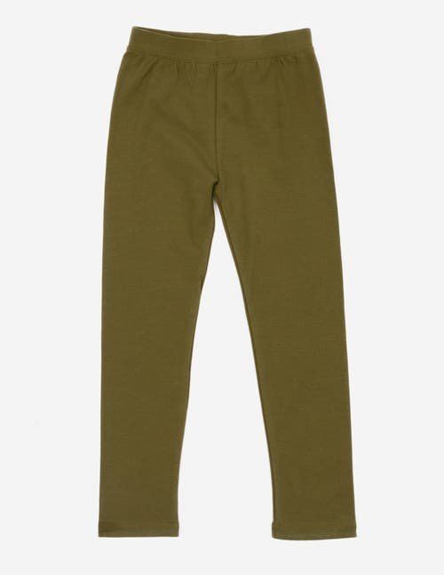 Leveret Girls Cotton Leggings, Solid Colors In Green