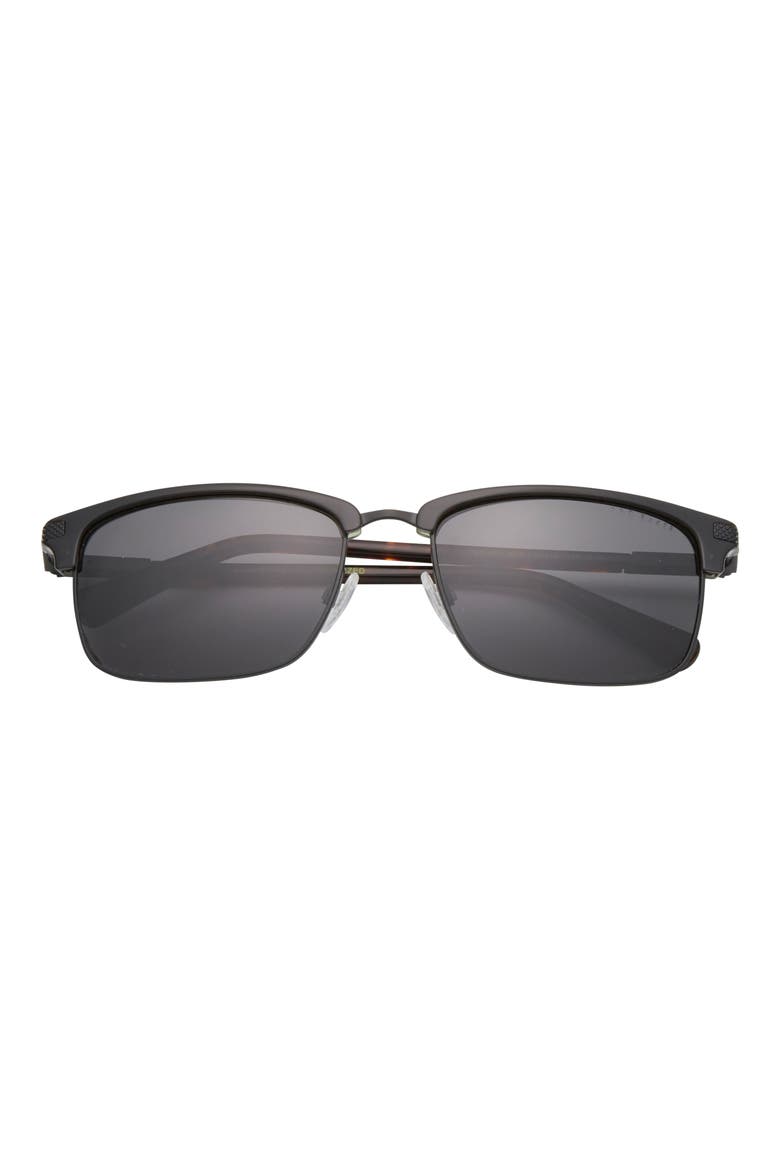 Clubmaster 57mm Full Rim Polarized Sunglasses, Main, color, BLACK