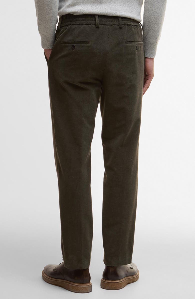 Barbour Wallington Pleated Stretch Corduroy Suit Pants, Alternate, color, Olive